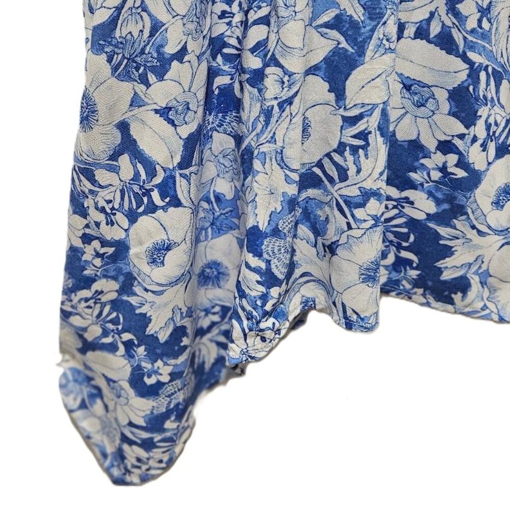 WOMAN WITHIN BLUE WHITE FLORAL CLOISONNE SLEEVELESS SCOOP NECK TANK TOP 2X - 4X - Picture 6 of 13